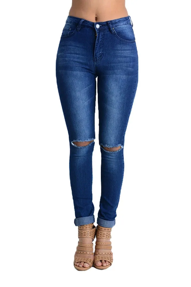 High Waisted Ripped Skinny Fit Jeans sold by G-Style USA product image thumbnail 5