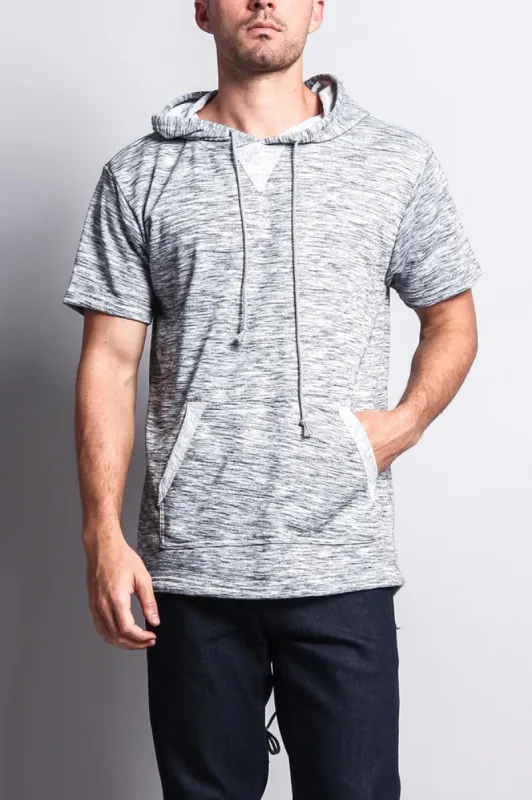 Long Length Short Sleeve Marble Fishtail Pullover Hoodie sold by G-Style USA