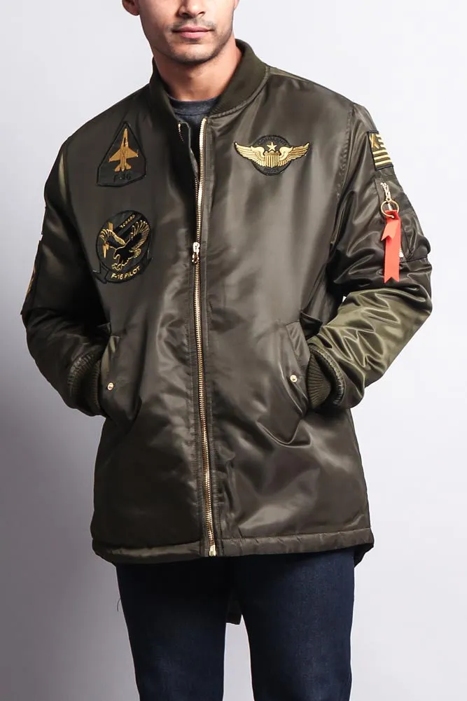 Patched Long Length MA-1 Bomber Jacket sold by G-Style USA