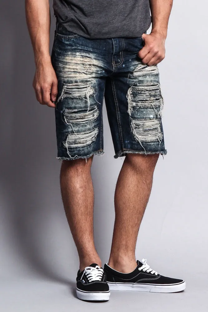 Distressed Paint Splattered Denim Shorts sold by G-Style USA product image thumbnail 5