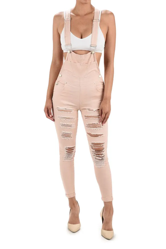 Women's Destroyed Skinny Overalls sold by G-Style USA