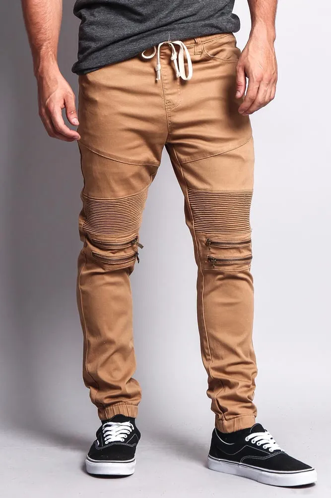 Zipper Knee Biker Twill Jogger Pants sold by G-Style USA