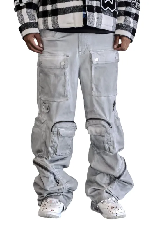 Men's Y2k Wide Fit Utility Cargo Baggy Denim Pants sold by G-Style USA