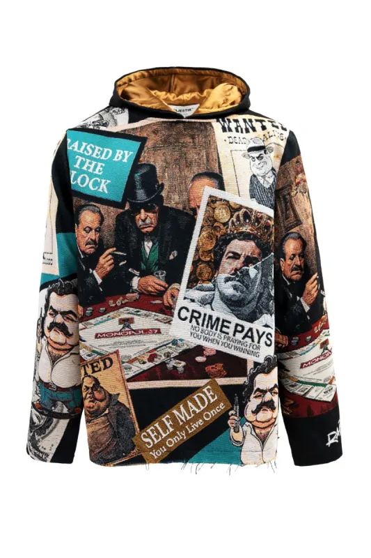 Men's Premium Crime Boss Tapestry Jacquard Long Sleeve Hoodie sold by G-Style USA