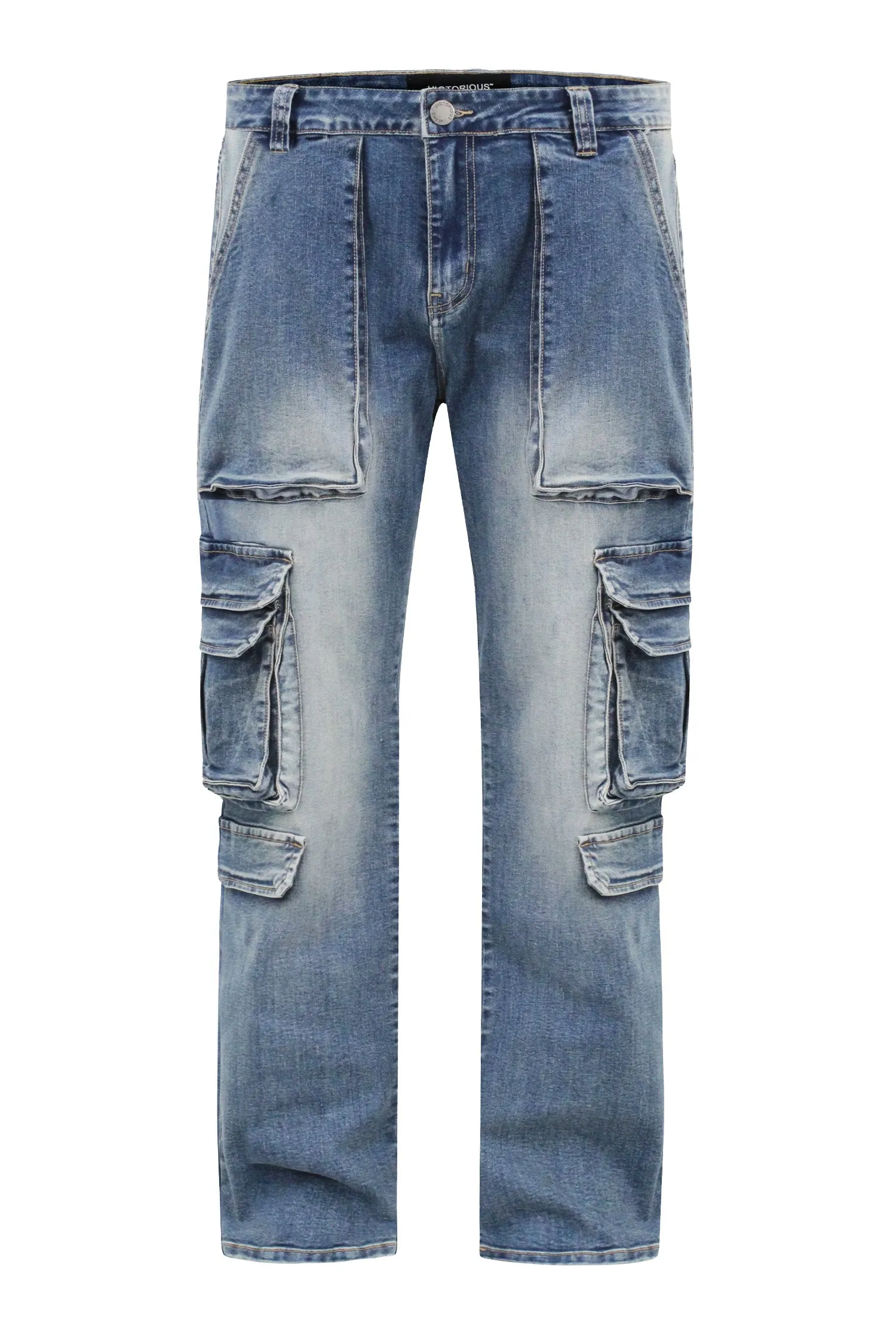 Men's Multi Cargo Pockets Denim Jeans sold by G-Style USA