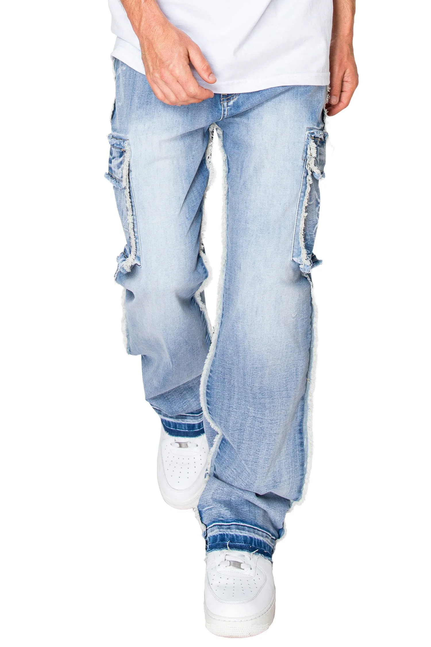 Men's Loose Fit Raw Edge Cargo Jeans sold by G-Style USA product image thumbnail 2