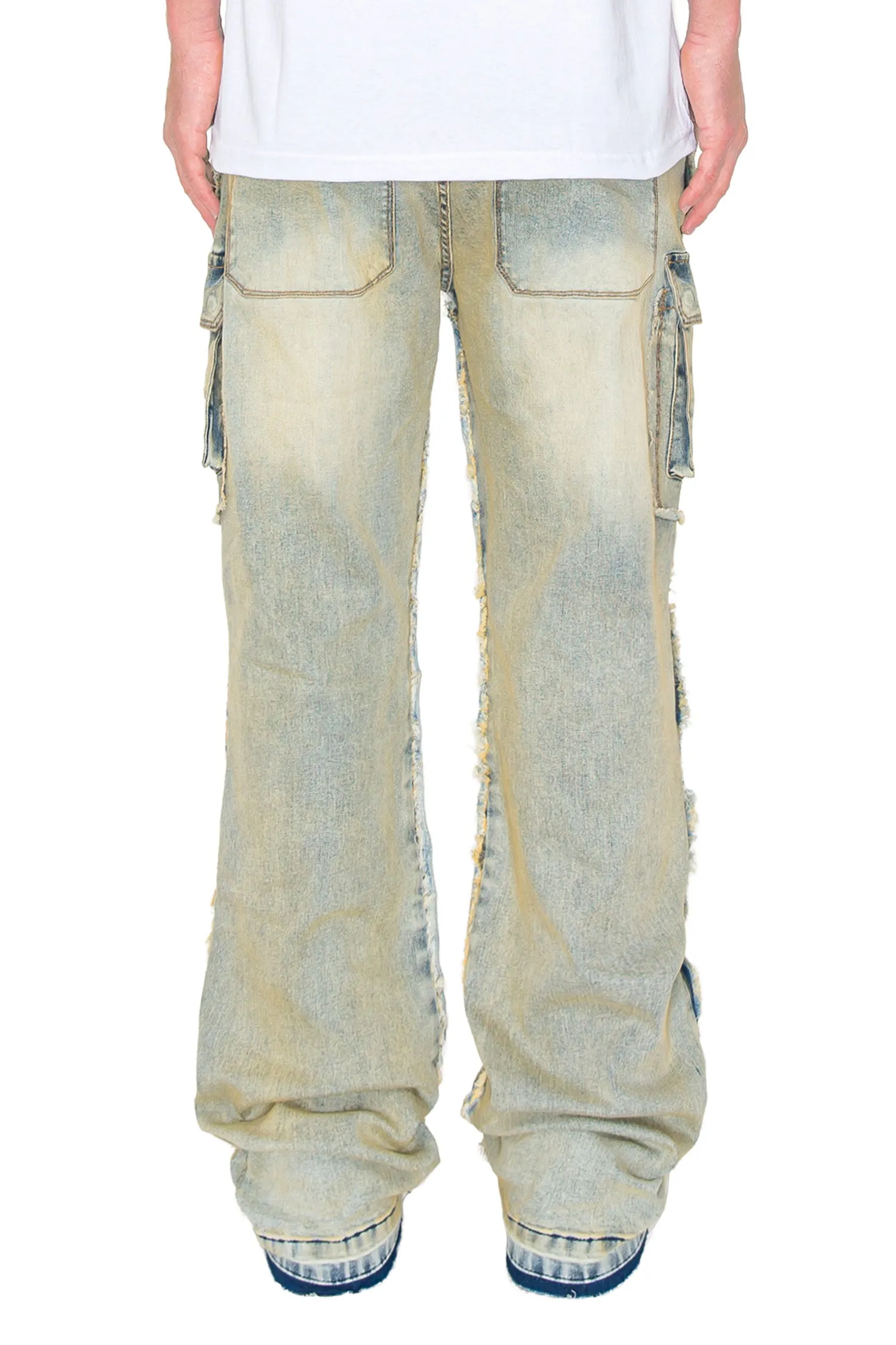 Men's Bootcut Raw Edge Double Cargo Denim Jeans sold by G-Style USA product image thumbnail 5