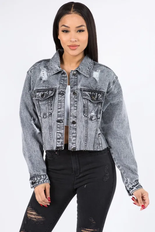 Cropped Chained Denim Jacket made by American Bazi