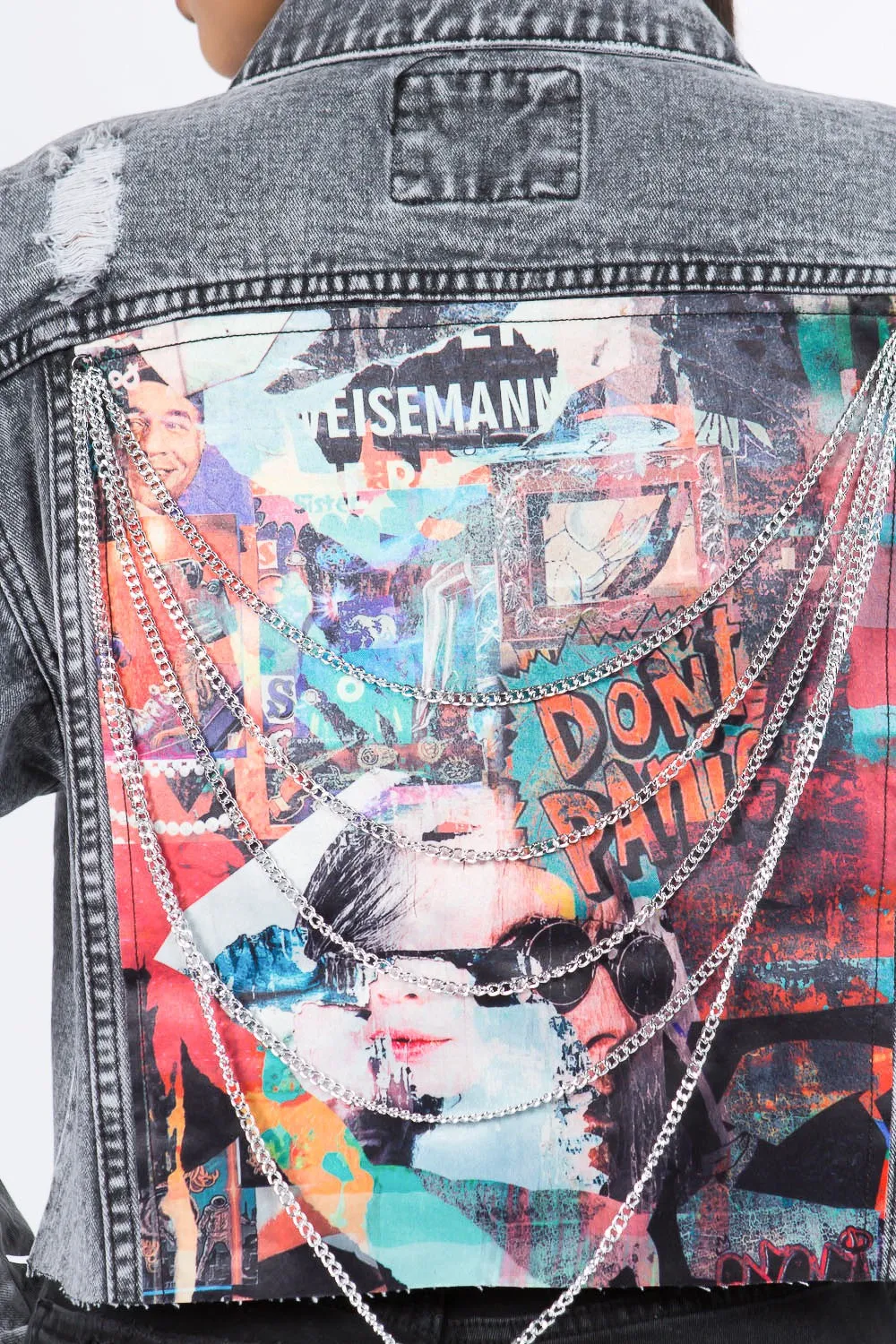 Cropped Chained Denim Jacket sold by G-Style USA product image thumbnail 4