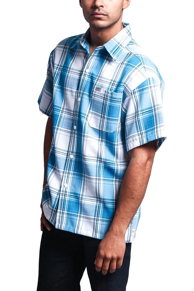 Western Casual Plaid Short Sleeve Button Up Shirt sold by G-Style USA product image thumbnail 4