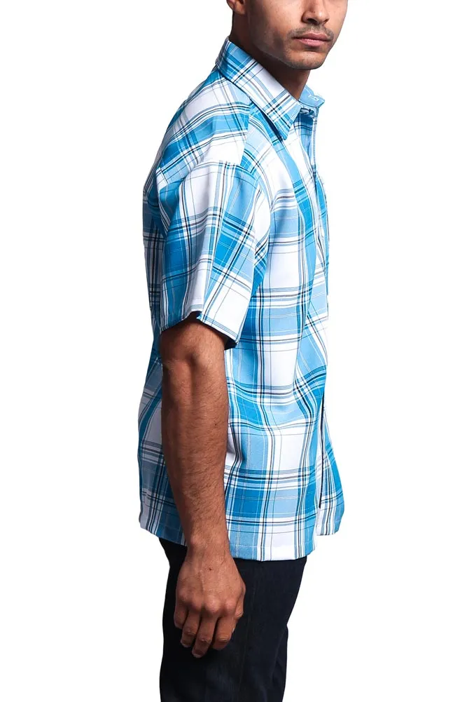 Western Casual Plaid Short Sleeve Button Up Shirt sold by G-Style USA product image thumbnail 3