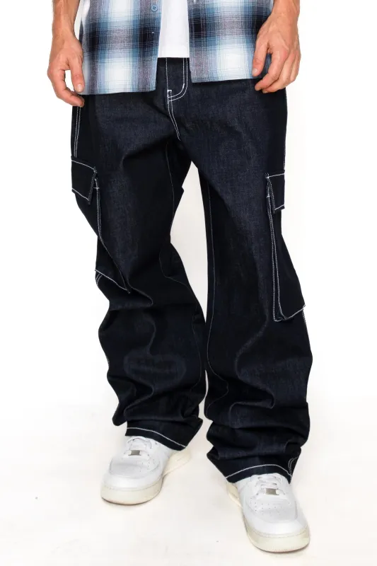 Baggy Fit Raw Denim Cargo Jeans sold by G-Style USA