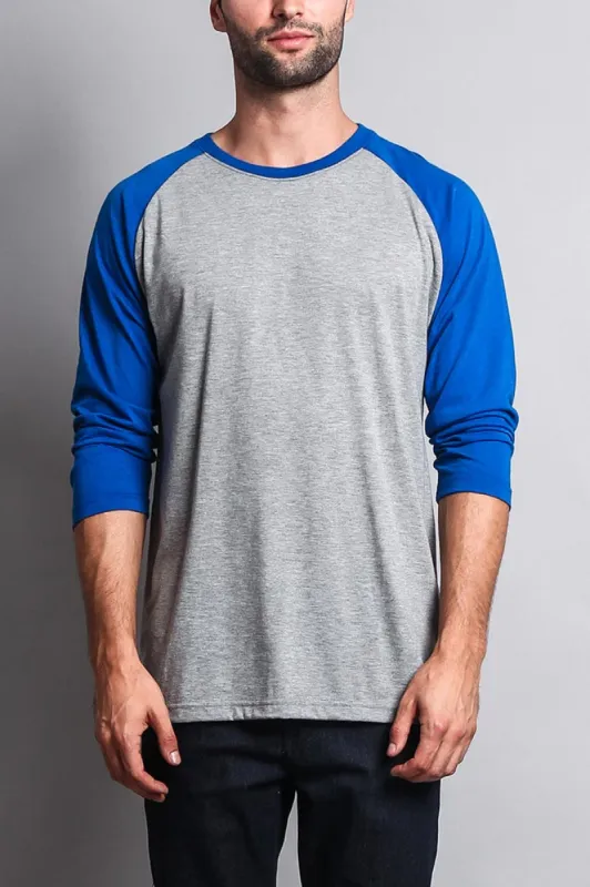 Men's Baseball T-Shirt (Grey/Royal Blue) sold by G-Style USA