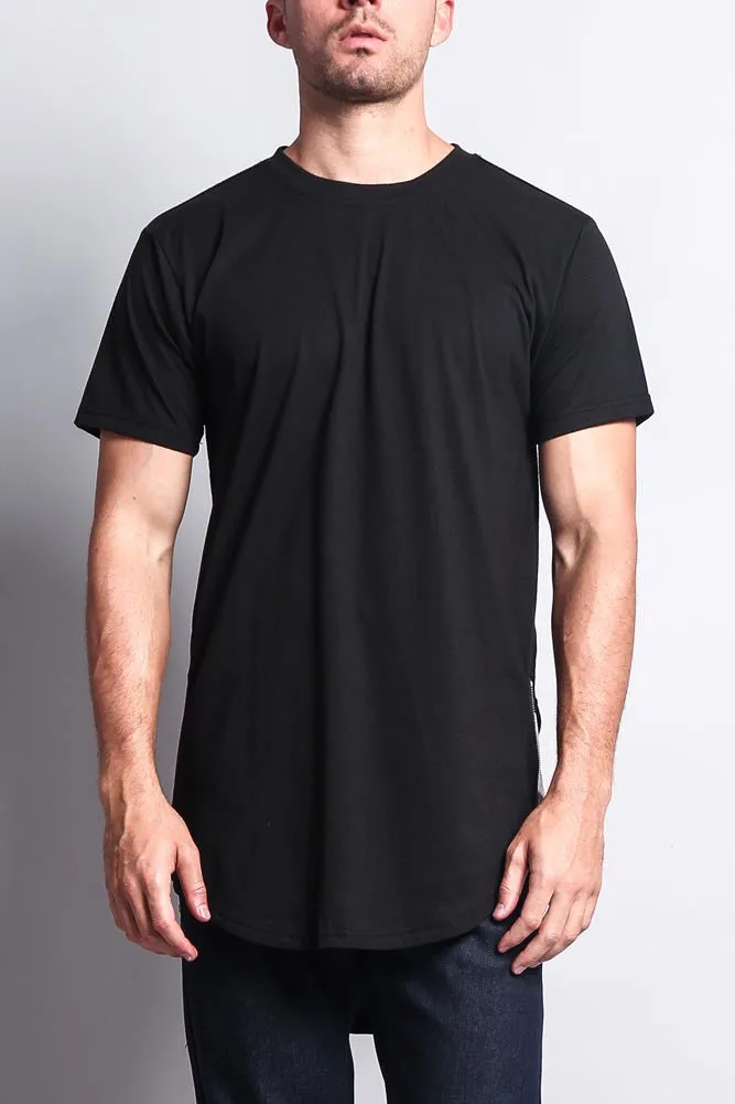 Triple Stacked Contrast Long Length Curved Hem T-Shirt sold by G-Style USA product image thumbnail 2