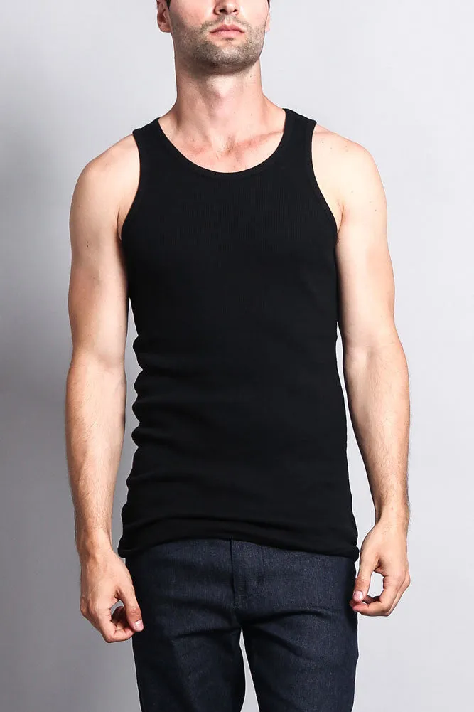 Men's Basic Solid Ribbed Tank Top (2-Pack) sold by G-Style USA product image thumbnail 2