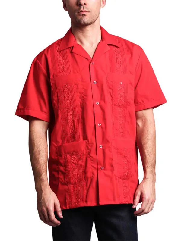 Guayabera Embroidered Pleated Cuban Shirt made by Omega