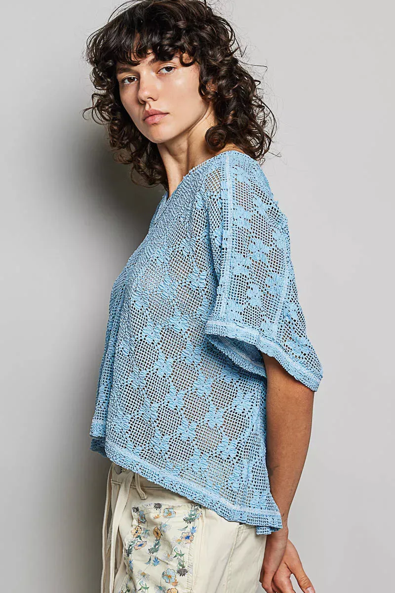 POL Crochet Lace Short Sleeve Top sold by G-Style USA product image thumbnail 2