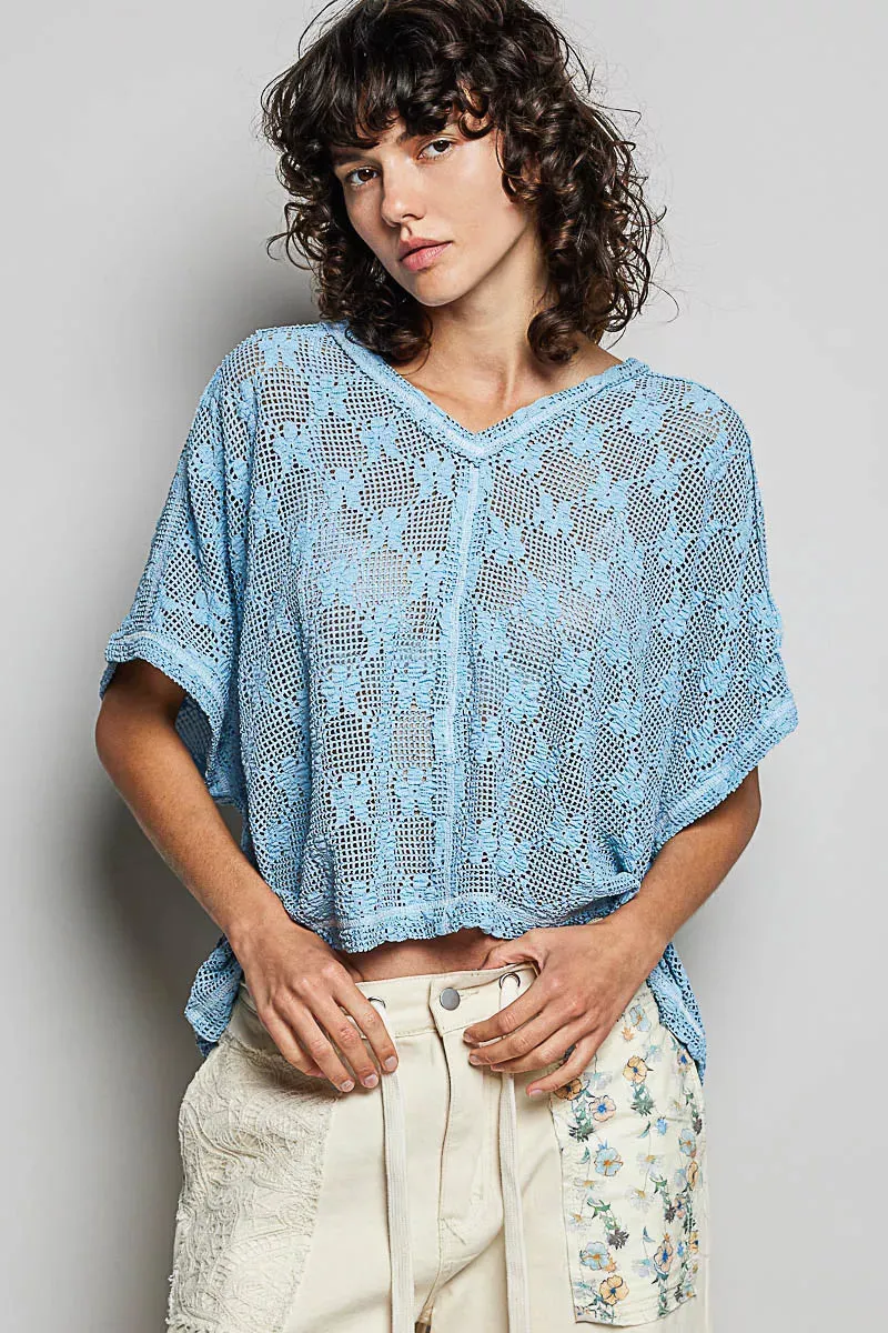 POL Crochet Lace Short Sleeve Top sold by G-Style USA product image thumbnail 3
