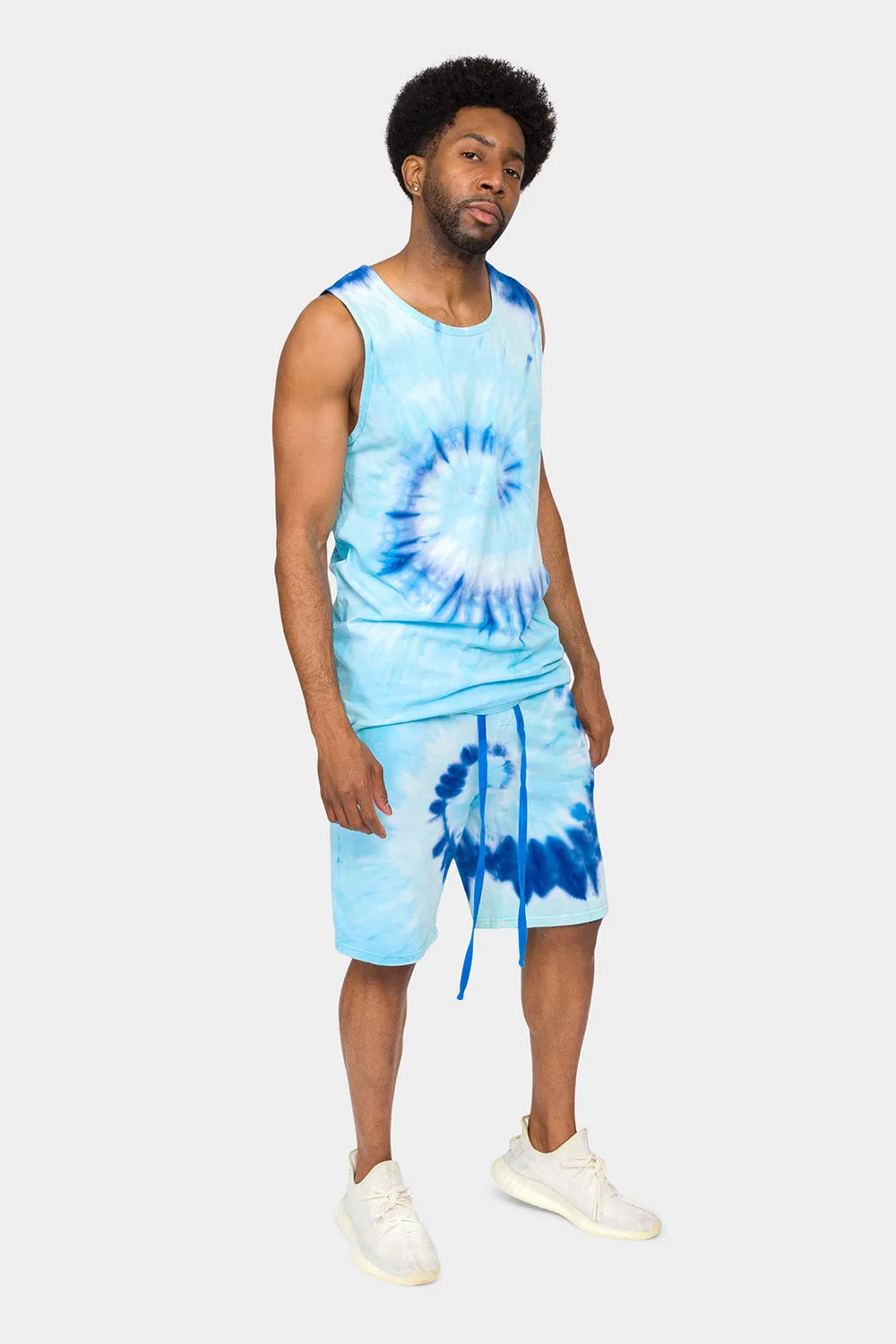 Pastel Contrast Swirl Tie Dye Cotton Tank Top Shorts Set sold by G-Style USA product image thumbnail 4