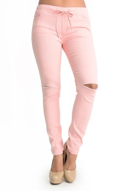 Women's Solid Ripped Skinny Jogger Pants sold by G-Style USA