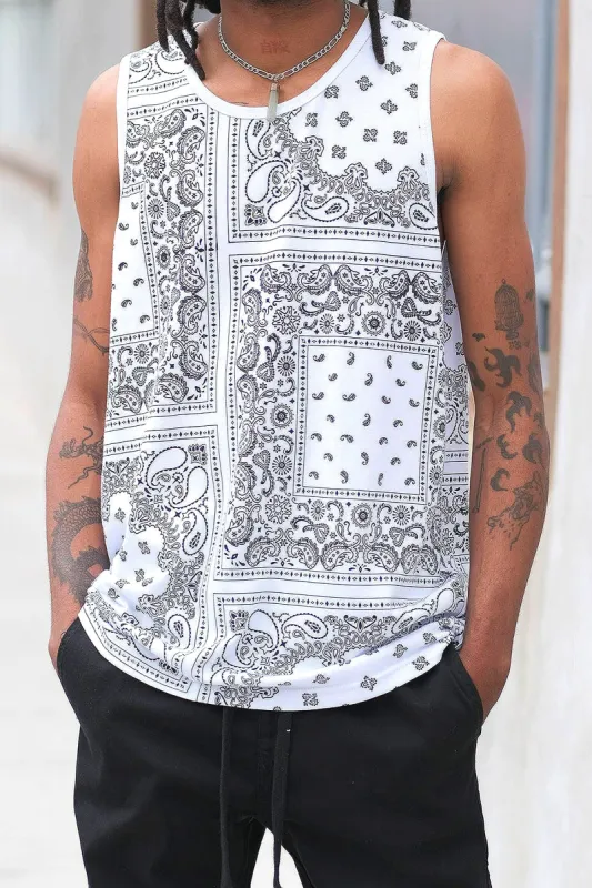 Men's Horizontal Solid Color Bandana Tank Top sold by G-Style USA
