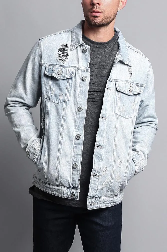 Premium Distressed Denim Jacket sold by G-Style USA product image thumbnail 5