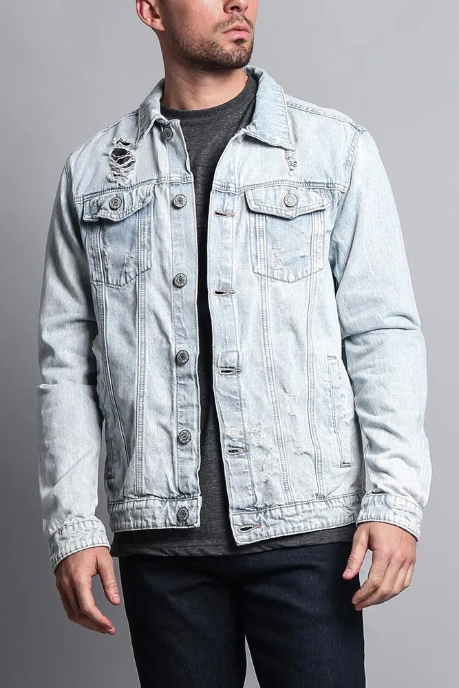 Premium Distressed Denim Jacket sold by G-Style USA