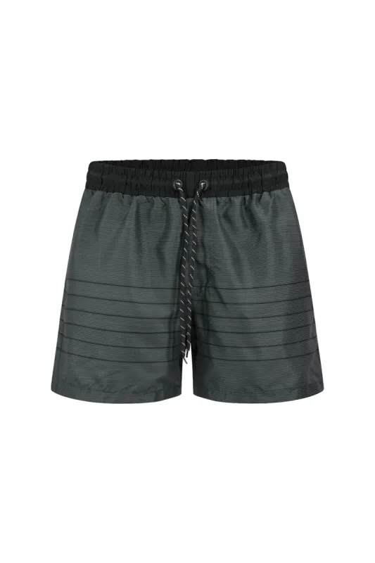 Men's Nylon Striped Summer Swim Shorts (Black) sold by G-Style USA