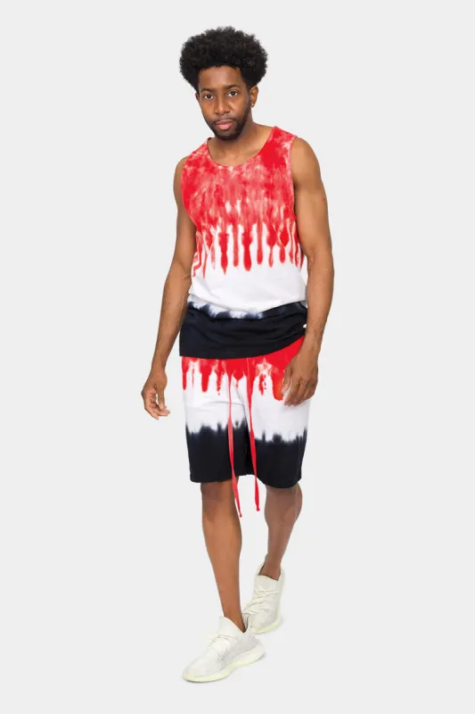 Colorblock Tie Dye Cotton Tank Top Shorts Set sold by G-Style USA