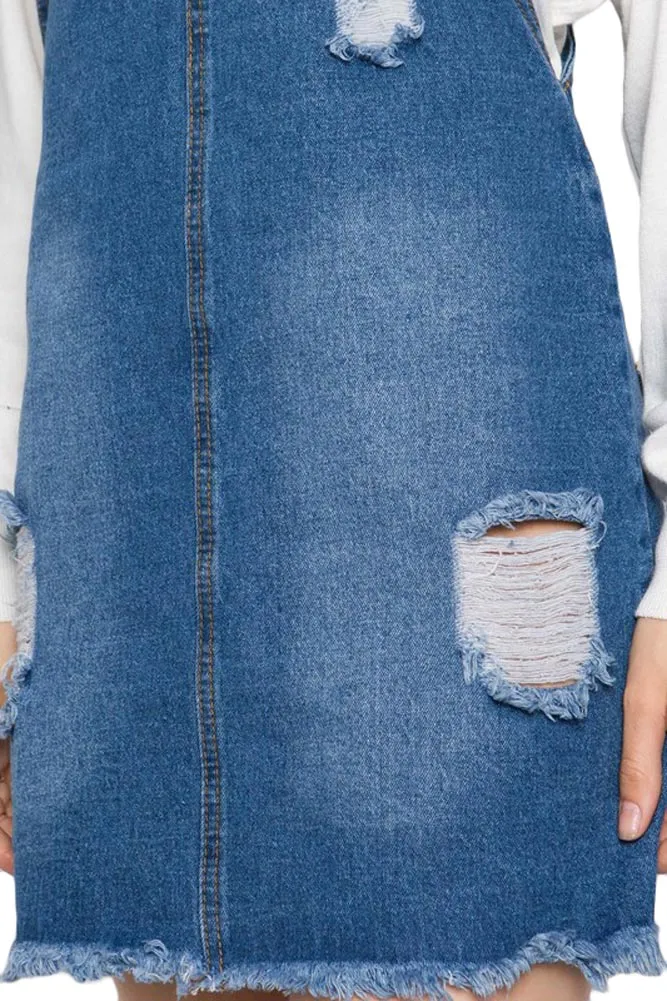 Destroyed Denim Overall Dress sold by G-Style USA product image thumbnail 5