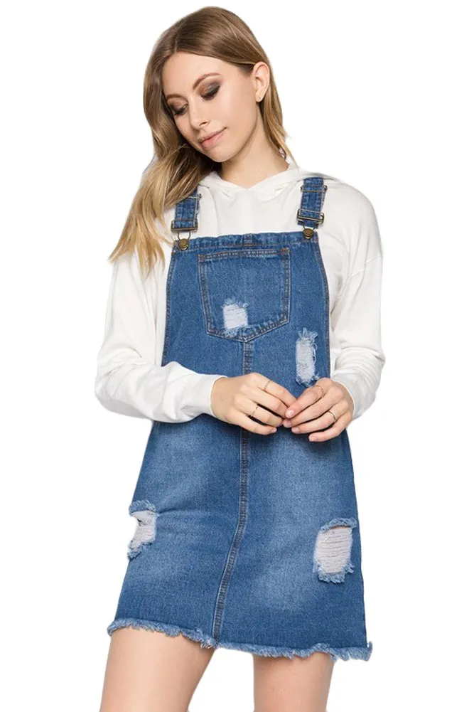 Destroyed Denim Overall Dress sold by G-Style USA