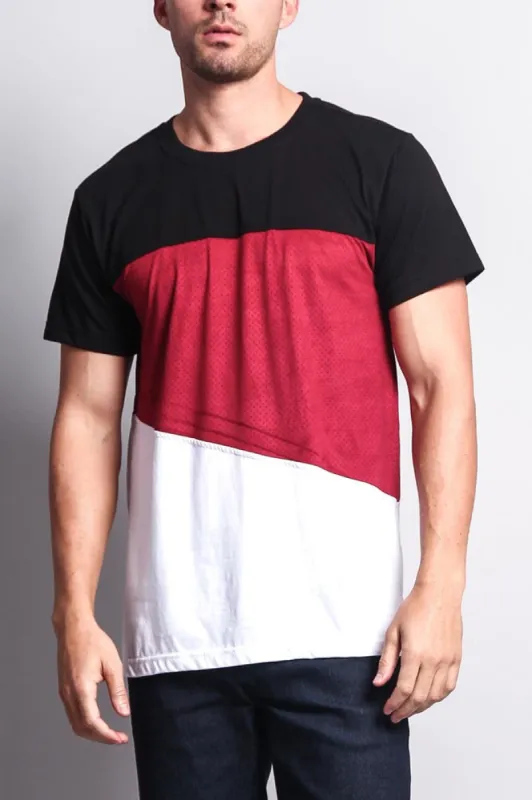 Colorblock Poly Suede Mesh T-Shirt sold by G-Style USA