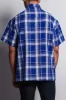 Western Casual Plaid Short Sleeve Button Up Shirt (Royal) sold by G-Style USA