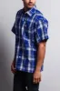 Western Casual Plaid Short Sleeve Button Up Shirt (Royal) sold by G-Style USA