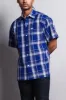 Western Casual Plaid Short Sleeve Button Up Shirt (Royal) sold by G-Style USA