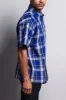 Western Casual Plaid Short Sleeve Button Up Shirt (Royal) sold by G-Style USA