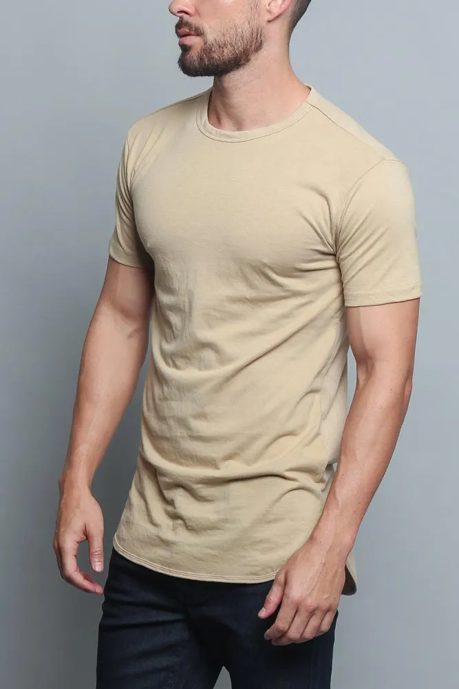 Solid Color Long Length Curved Hem T-Shirt sold by G-Style USA product image thumbnail 2