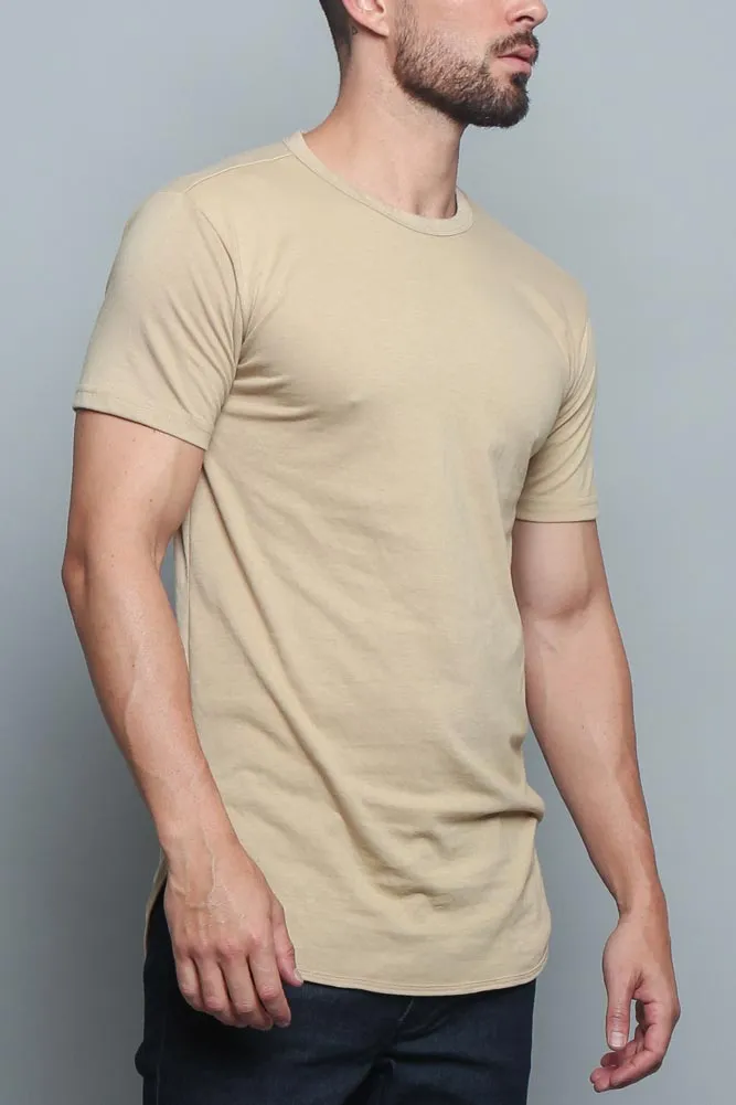 Solid Color Long Length Curved Hem T-Shirt sold by G-Style USA product image thumbnail 4