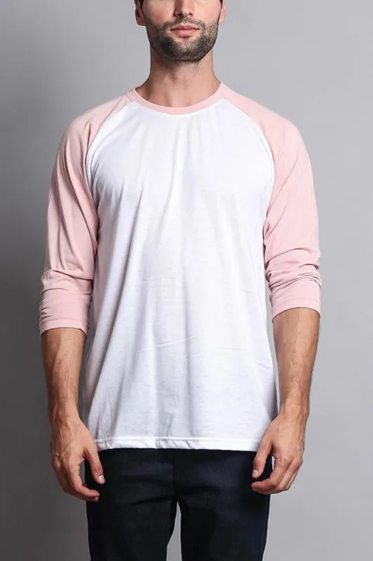 Men's Baseball T-Shirt (White/Dirty Pink) sold by G-Style USA