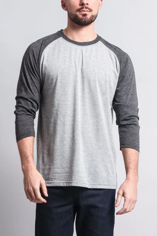 Men's Baseball T-Shirt (Grey/Charcoal) sold by G-Style USA