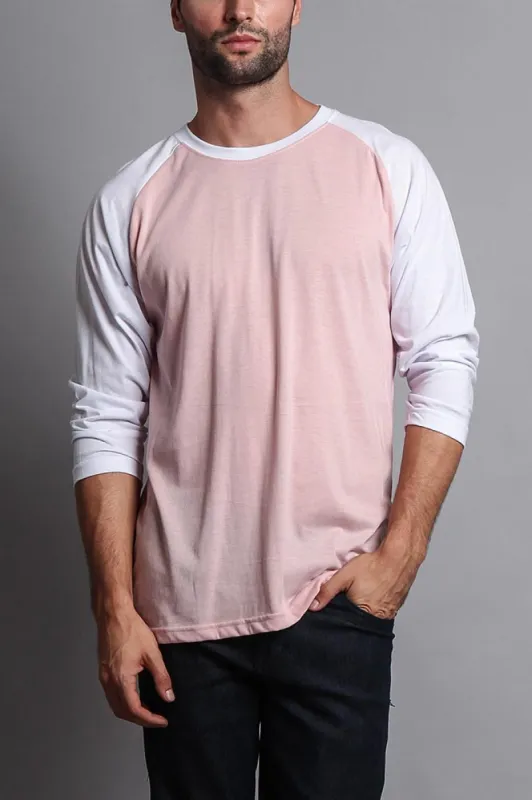 Men's Baseball T-Shirt (Dirty Pink/White) sold by G-Style USA