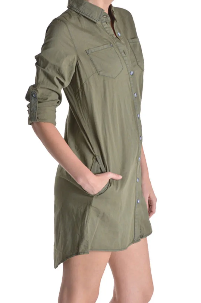 Women's Colored Denim Shirtdress sold by G-Style USA product image thumbnail 3