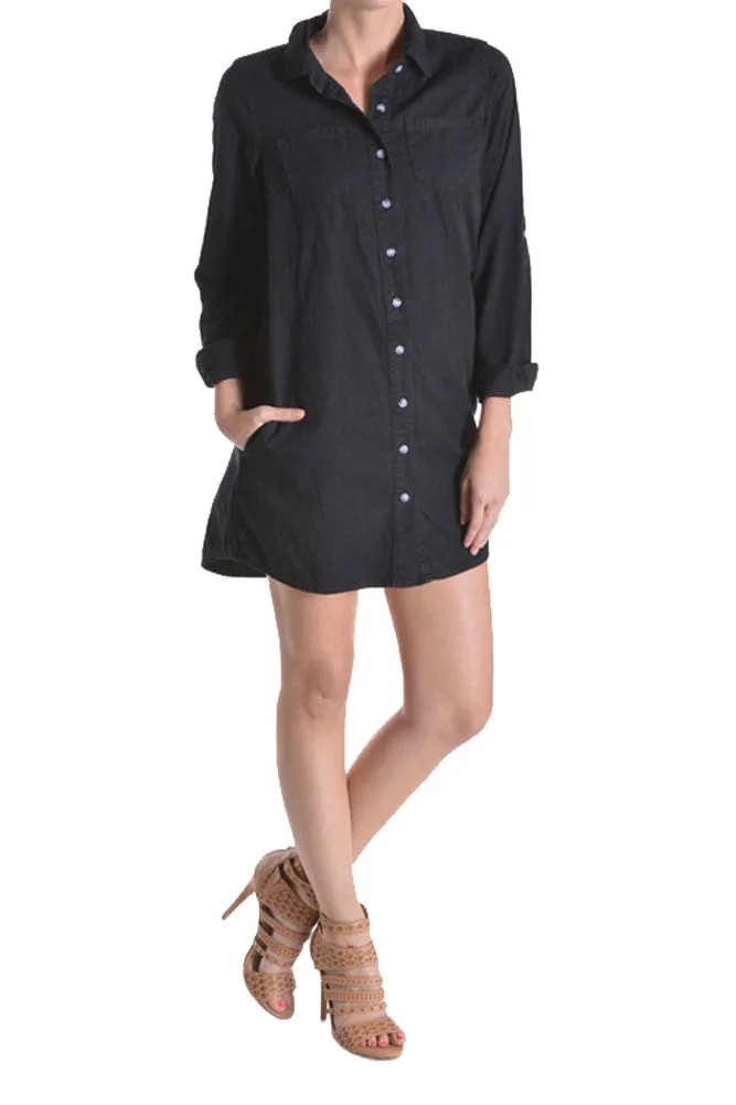 Women's Colored Denim Shirtdress sold by G-Style USA product image thumbnail 2