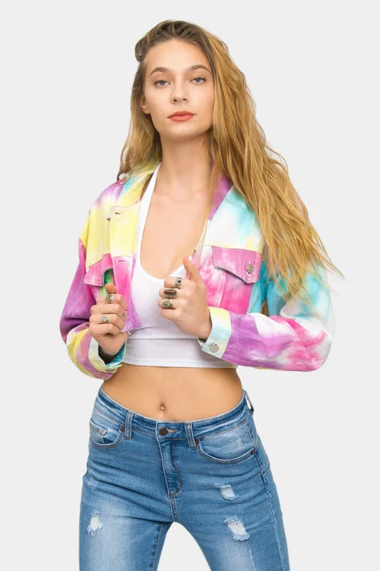 Unicorn Tie Dye Crop Denim Jacket sold by G-Style USA