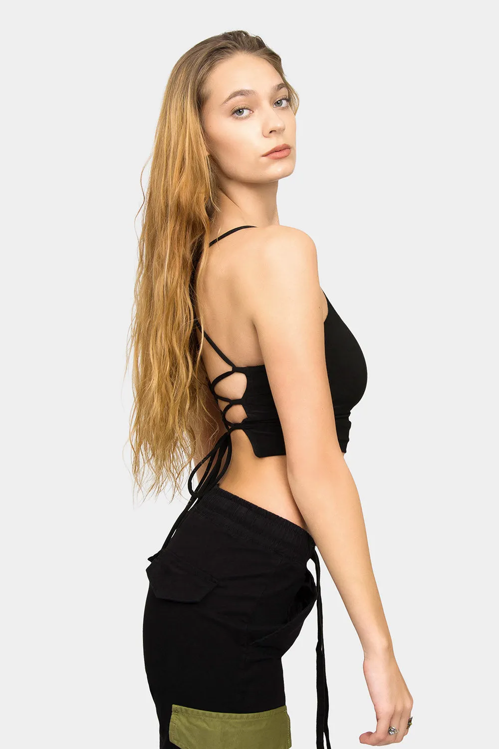 Lace Up Crop Tank Top sold by G-Style USA product image thumbnail 4
