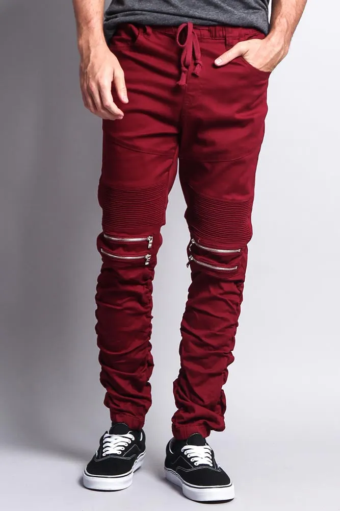 Scrunch Stacked Biker Twill Jogger Pants sold by G-Style USA