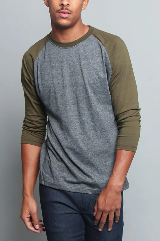 Men's Baseball T-Shirt (Charcoal/Olive) sold by G-Style USA