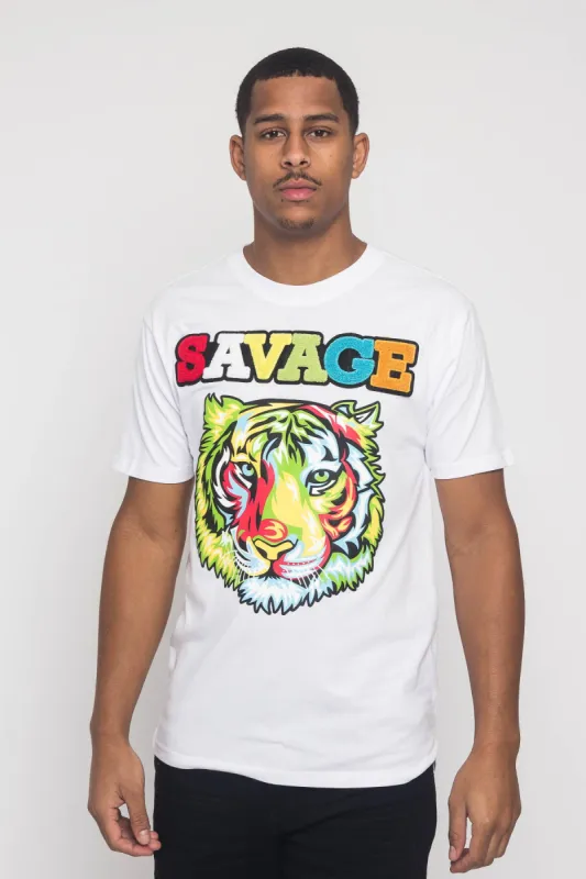 Colorful Chenille Patched Savage Tiger T-Shirt sold by G-Style USA