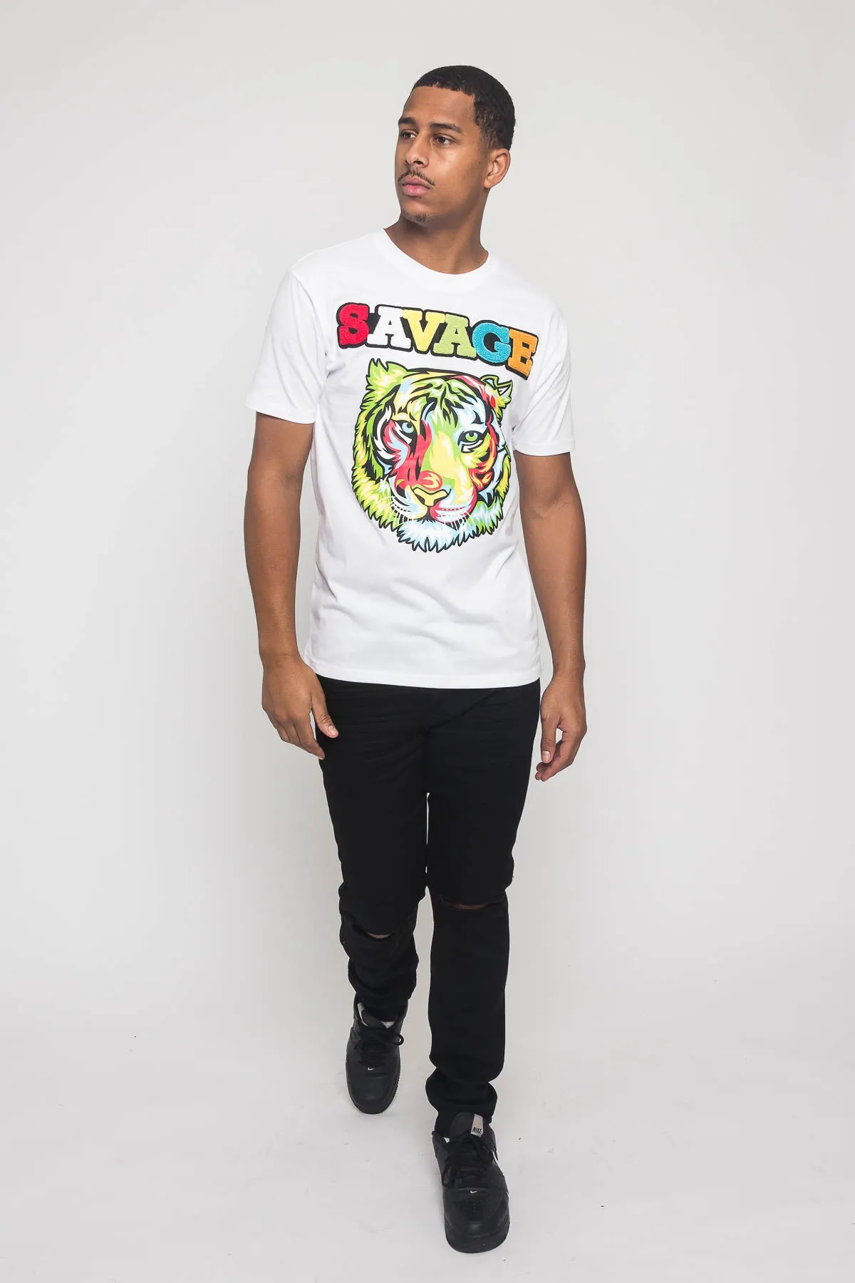 Colorful Chenille Patched Savage Tiger T-Shirt sold by G-Style USA product image thumbnail 4