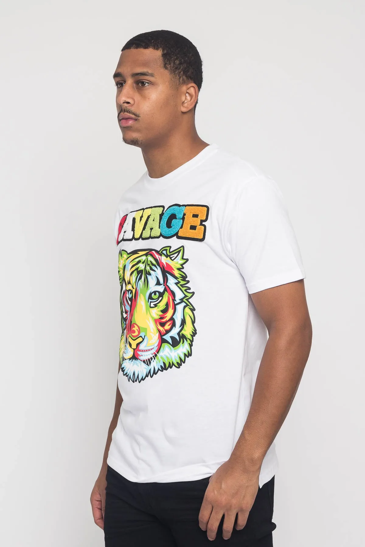 Colorful Chenille Patched Savage Tiger T-Shirt sold by G-Style USA product image thumbnail 2